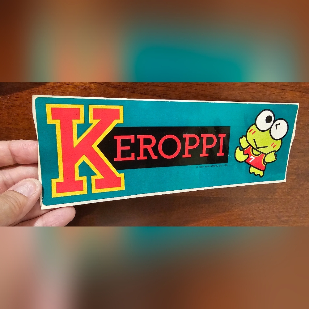 1994 Sanrio Keroppi Sticker with Black and Red Text 9x3 Inches NEW